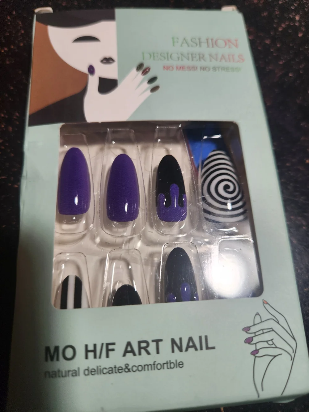 Purple & Black Halloween Stiletto Press-On Nails